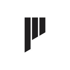 letter p simple stripes logo vector