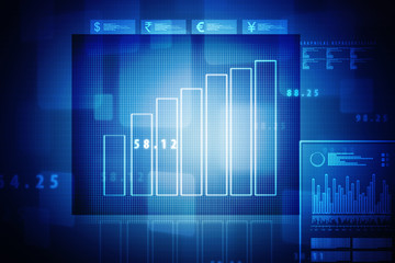 2d rendering Stock market online business concept. business Graph 