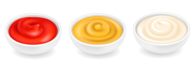 Sauces in bowls set