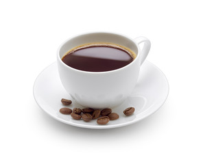 A cup of black coffee isolated on white background - Clipping path included
