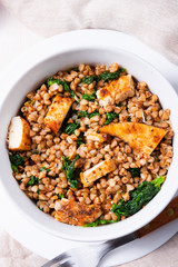 Kaszotto- polish food from buckwheat  with grilled chicken