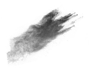 Freeze motion of white dust explosions isolated on white background