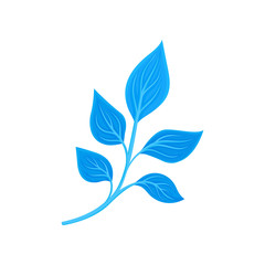 Five blue leaves. Vector illustration on white background.
