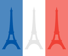 Eiffel tower on the colors of the French flag. 