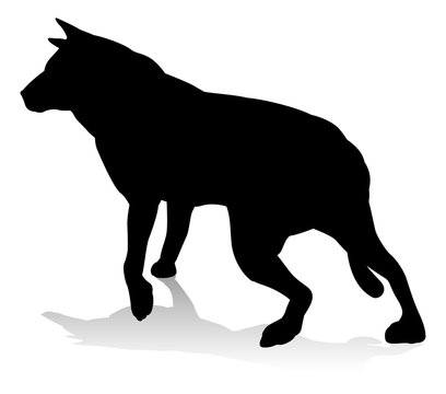 An animal silhouette of a pet dog