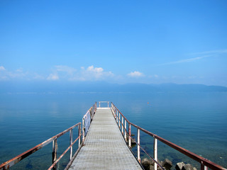 Obraz premium 沖島 桟橋 琵琶湖