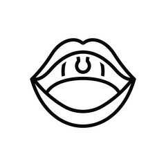 Black line icon for open mouth 