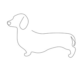 Dachshund dog silhouette one line drawing vector illustration