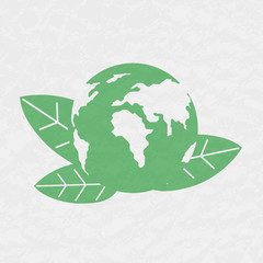 Green land with leaves in flat style with texture. The concept of the environment.