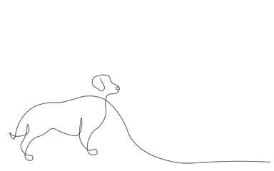 Dog puppy silhouette one line drawing vector illustration