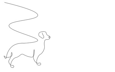 Dog silhouette line drawing vector illustration