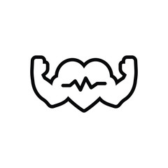Black line icon for health muscle 