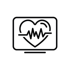 Black line icon for heartbeat life 