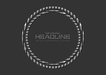 Grey silver metallic circle logo background