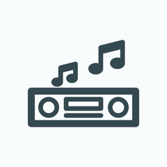Car music receiver outline icon, car audio system vector icon