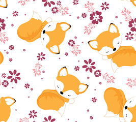 Cute baby fox pattern