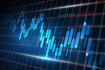 2d rendering Stock market online business concept. business Graph 