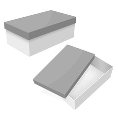 White box. Packaging with gray lid