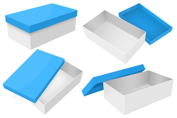 White box with blue lid. Set of gift boxes
