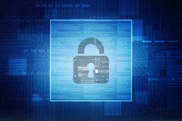 2d illustration Safety concept: Closed Padlock on digital background