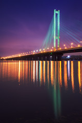 South bridge in evening. Kyiv, Ukraine