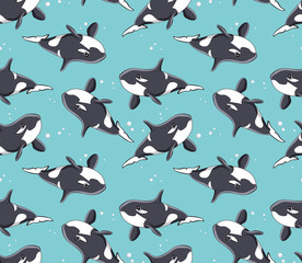 Pattern with sea killer whales