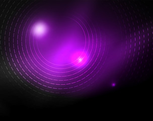 Fototapeta premium Dark space with neon color glowing lights abstract background