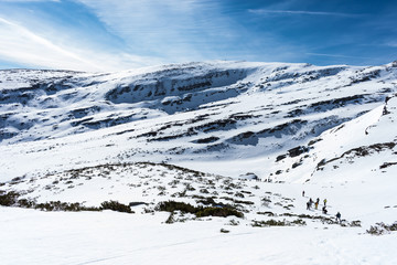 Fototapeta na wymiar snowy mountains with blue sky