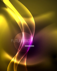 Glossy glowing neon light wave background