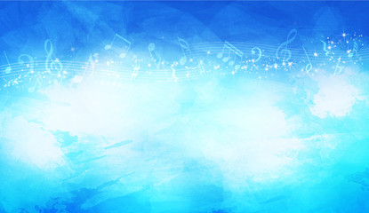 音符とブルーの水彩タッチの背景 © imagefuji