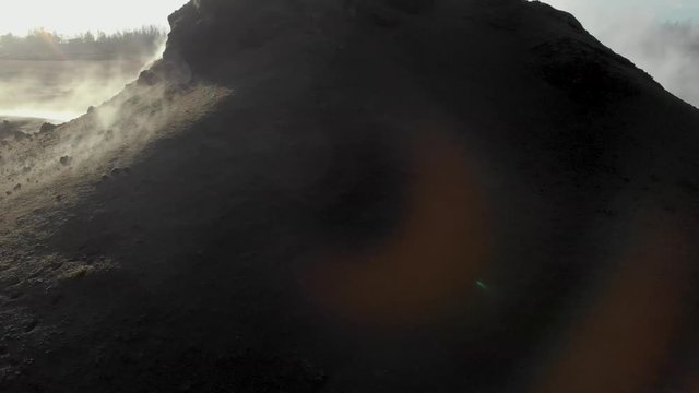 Aftermath of beautiful fissure 8 aerial and surrounding steam vents from the 2018 lava flow in Leilani estates.