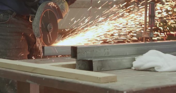 Using a Angle grinder to cut iron