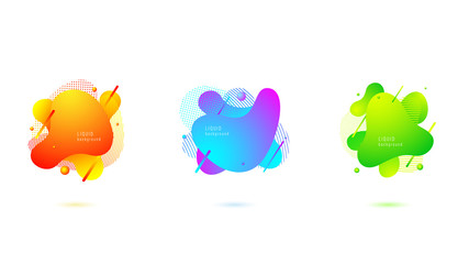 Set of Abstract liquid shape. Fluid design, dynamical colored forms and line. Gradient abstract banners with flowing liquid shapes. Template for the design of a logo, presentation or flyer. Vector.