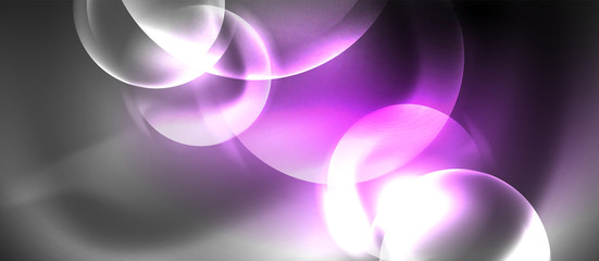 Shiny neon color light with circles abstract background