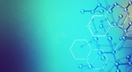 molecule 3d rendering for  science  content.
