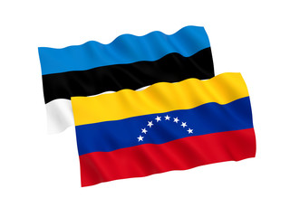 Flags of Estonia and Venezuela on a white background