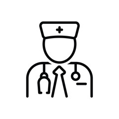 Obraz premium Black line icon for specialist expert 