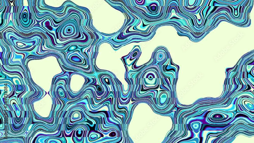 Poster Moving and transform random wavy texture. Abstract psychedelic animated looping footage.