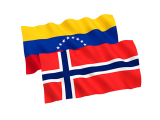 Flags of Norway and Venezuela on a white background