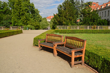 A Prague public garden in the summer