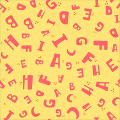 Seamless pattern with colorful letters. Vector background with alphabet for fabric, banner, wrapping paper, bed linen, wallpaper. Doodle pattern with letters.