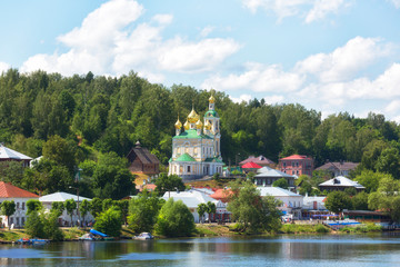 Fototapeta na wymiar Stone Resurrection Church, Ples, Golden Ring of Russia