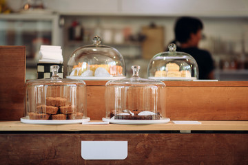 Bakery in glass dessert jar at coffee shop