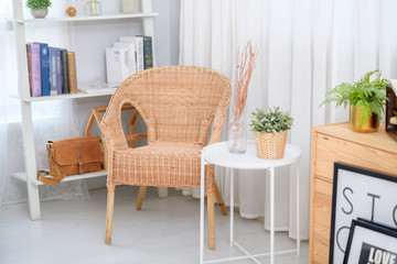 Obraz premium White scandinavian living room interior