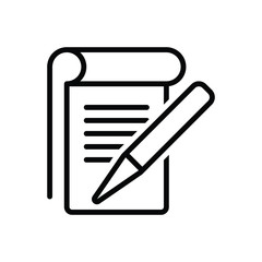 Black line icon for student notes 