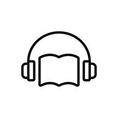 Black line icon for audio book
