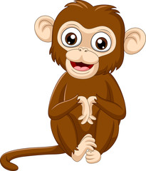 Cute baby monkey sitting on white background © tigatelu