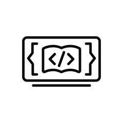 Black line icon for code learning