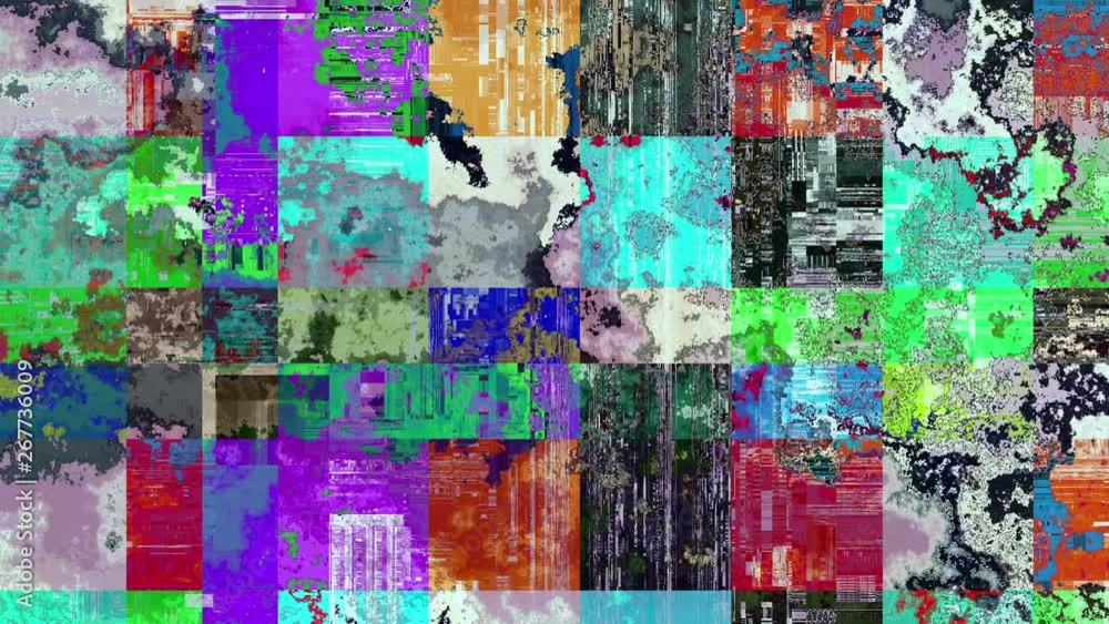 Leinwandbilder Abstract fast flickering texture with artifacts codec. Looping video interference footage. Imitation of a Datamoshing video.