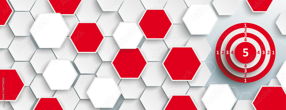 Wall mural white hexagon structure red target header